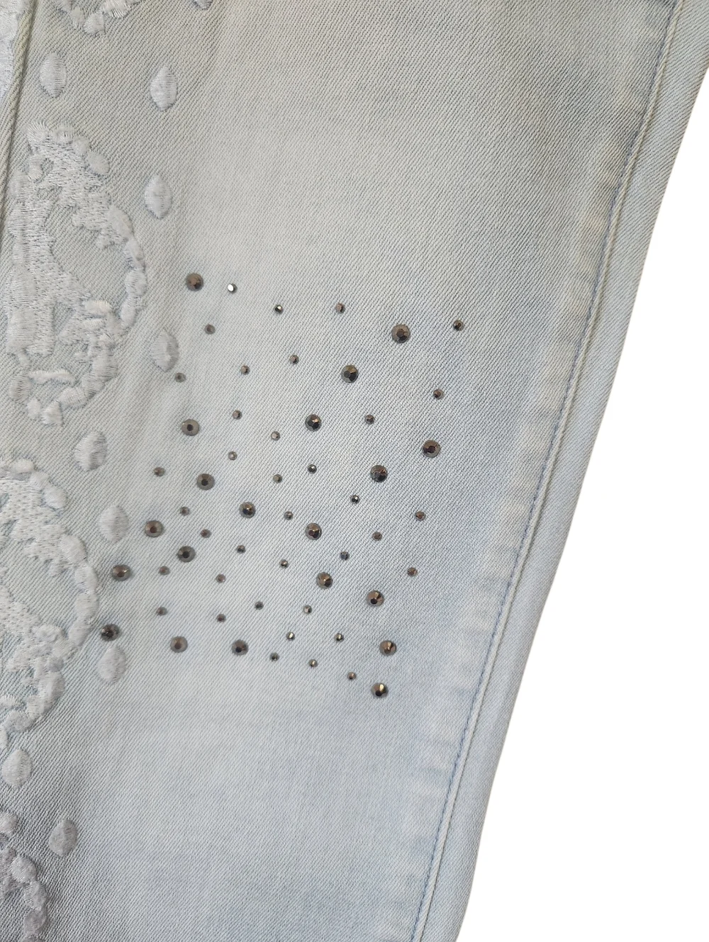 Sportalm Lunna Embellished Skinny Jeans Lace & Rhinestone Glam Like New Size 6 - Picture 3 of 9